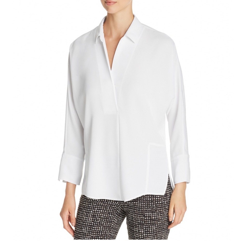 NIC+ZOE Flowing Ease Top Paper White V-Neck Dolman Sleeve Blouse XS ALL1675 NEW